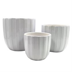 S/3 Caspo' Ceramica Bianco Righe Verticali
