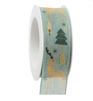 Nastro Tessuto Hirschpark ST Renna/Abete Blu Light h 4 cm l 18 m