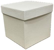 Scatola Quadra Velluto Crema h 12 cm l 12 cm