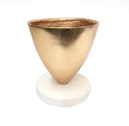 Vaso Bombato Vetroresina Oro C/Base h 40 cm Ø 35.5 cm
