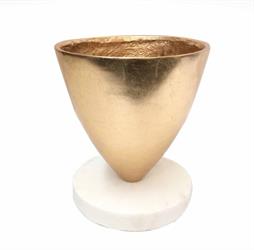 Vaso Bombato Vetroresina Oro C/Base h 51 cm Ø 45.5 cm