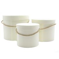 S/3 Flower Box Tonde Bianco h 20 cm Ø 17 cm