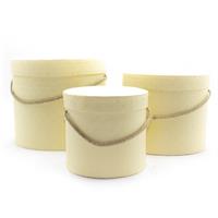 S/3 Flower Box Tonde Crema h 20 cm Ø 17 cm