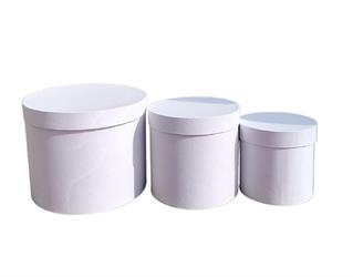S/3 Flower Box Tonda Bianco h 17 cm Ø 19 cm