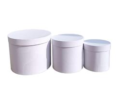 S/3 Flower Box Tonda Bianco h 17 cm Ø 19 cm