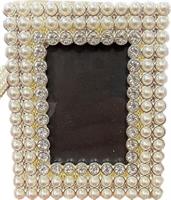 Cornice Foto Perle/Strass Argento h 10 cm Ø 8 cm