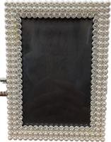Cornice Foto Perle/Strass Argento h 17 cm Ø 12 cm