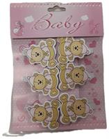 Mollette Nascita C/Orso Cf 6 Pz Rosa Ø 4 cm h 4 cm
