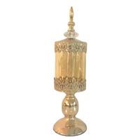 Portacandela A Lampada Vetro/Metallo Oro h 40 cm Ø 11 cm