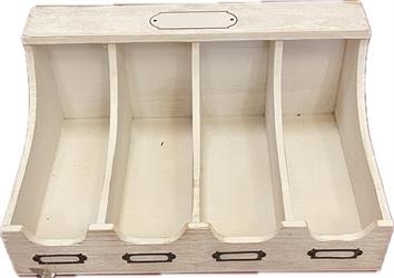 Contenitore Legno C/4 Scomparti h 29 cm l 40 cm