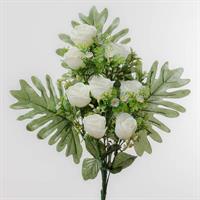 Mazzo Frontale Mini Rose x 8 Crema h 40 cm