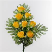 Mazzo Frontale Mini Rose x 8 Giallo h 40 cm