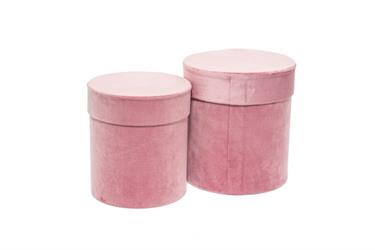 Set/2 Scatola Tonda Velluto Rosa h 21 cm Ø 19 cm