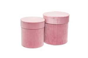Set/2 Scatola Tonda Velluto Rosa h 21 cm Ø 19 cm