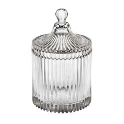 Bomboniera Vetro Rigato C/Coperchio h 17.5 cm Ø 10.5 cm