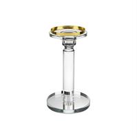 Candeliete Vetro C/Bordo Oro Trasparente h 17 cm Ø 10 cm