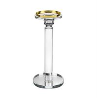 Candeliete Vetro C/Bordo Oro Trasparente h 22 cm Ø 10 cm