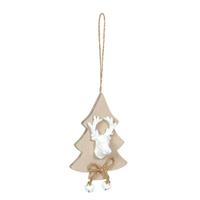 Pendaglio Albero Legno C/Testa Renna Naturale 7.5x2.5x10 cm