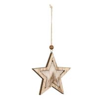 Pendagio Stella Legno/Pelliccia l 9x9x0.8 cm