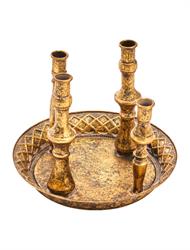 Portacandela x 4 Oro h 21 cm Ø 27 cm
