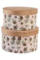 Set/2 Scatole Stampa Pigne h 16/14 cm Ø 28/26 cm