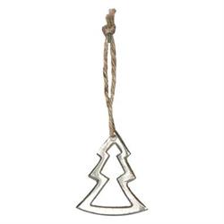 Cf 3 Pz Pendaglio Albero Di Natale Metallo Argento h 6 cm Ø 5 cm