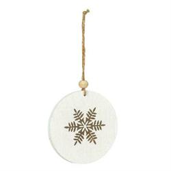 Cf 3 Pz Pendaglio Legno C/Fiocco Di Neve Ø 8 cm