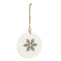 Cf 3 Pz Pendaglio Legno C/Fiocco Di Neve Ø 8 cm