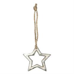 Cf 3 Pz Pendaglio Stella Metallo Argento h 6 cm Ø 6 cm