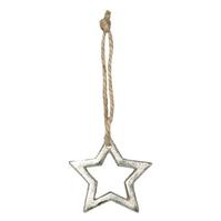 Cf 3 Pz Pendaglio Stella Metallo Argento h 6 cm Ø 6 cm