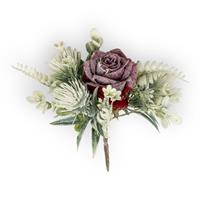 Mazzetto Rosa Nevicato Rosso h 20 cm