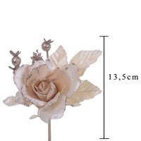 Pick Rosa C/Bacche Crema h 13 cm Ø 10 cm