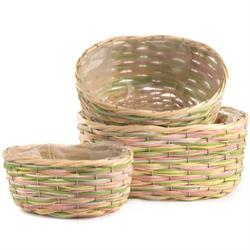 S/3 Cesto Ovale Vimini Arcobaleno Gr. h 16 cm l 36x26 cm