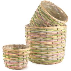 S/3 Cesto Caspo' Vimini Arcobaleno Gr.h 25 cm Ø 29 cm