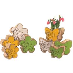 S/2 Cassetta Legno Fiore/Farfalla Traforato Assortito
