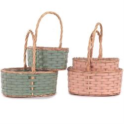 S/2 Cesto Ovale C/Manico Assortito Gr. h 14 cm l 33x24 cm