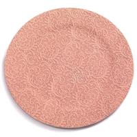 Piatto Plastica Decoro Uncinetto Rosa  Ø 33 cm