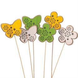 Stecco Legno Fiore/Farfalla Assortito h 35 cm Cf 12 Pz