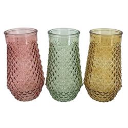 Vaso Vetro Colorato Sfaccettato Assortito h 20 cm Ø 8 cm