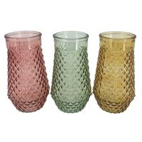 Vaso Vetro Colorato Sfaccettato Assortito h 20 cm Ø 8 cm