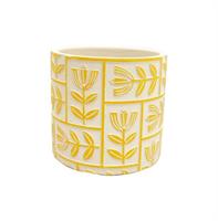 Caspo' Ceramica Stilizzato Fiori Giallo h 16 cm Ø 17.5 cm