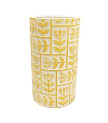Vaso Ceramica Stilizzato Fiori Giallo h 22 cm Ø 12.5 cm