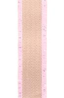 Nastro Cotone C/Frange Lurex Rosa h 3 cm l 25 mt
