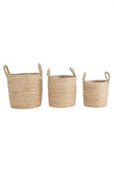 Set/3 Cesti C/Manici Grass Naturale Gr. h 38 cm Ø 39 cm
