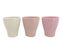 Vaso Ceramica Sagomato 3 Col. Mix Rosa h 16 cm Ø 14 cm