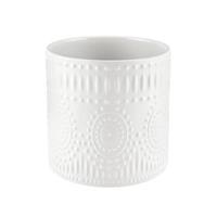 Cilindro Ceramica Decorato Bianco h 14 cm Ø 13 cm