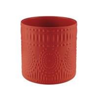 Cilindro Ceramica Decorato Rosso h 14 cm Ø 13 cm
