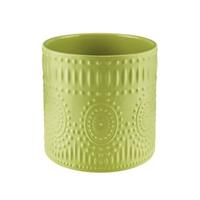 Cilindro Ceramica Decorato Verde h 14 cm Ø 13 cm