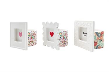 Portafoto C/Vaso Ceramica 3 Assortito h 16 cm Ø 16.2 cm (6.2 cm)