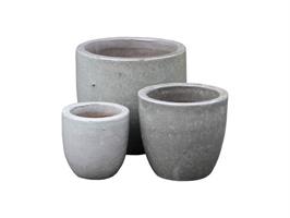 S/3 Vaso Giada Grigio Gr. h 28 cm Ø 30 cm
